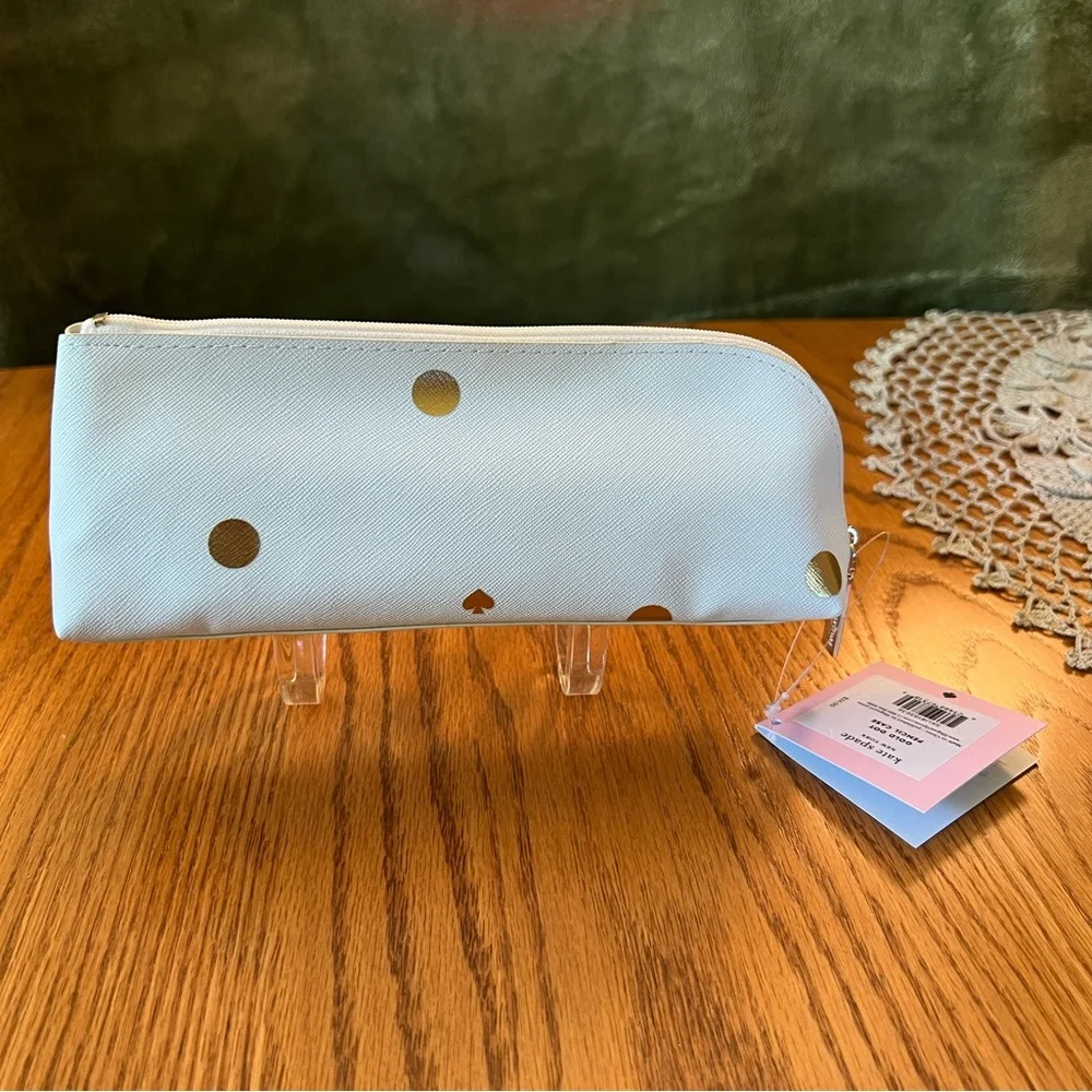 NWT Kate Spade Gold Dot Pencil Case